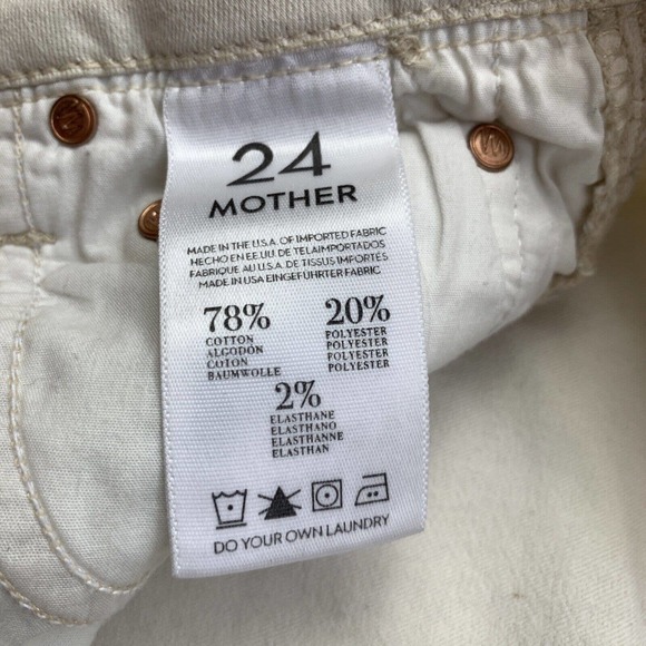 Mother The Looker Ankle Zip Embroidered Barefoot Princess Ivory Jeans 24 Pant - Picture 11 of 16